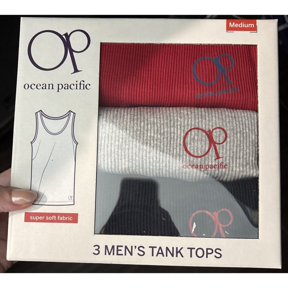 Ocean Pacific OP Men's Tank Tops 3 Pack Tagless Super Soft Sz Medium $40